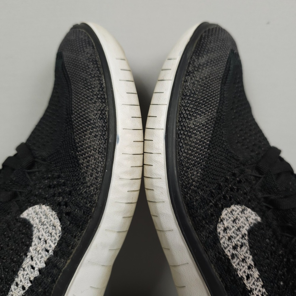 Nike Free RN Flyknit Shoes Women Size 7.5 Black Vast Grey Knit 2018 Running - Picture 6 of 16